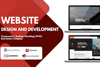 design a modern construction, roofing, plumbing, or hvac website with SEO