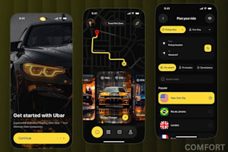 design and develop a modern uber like transportation app for android and ios