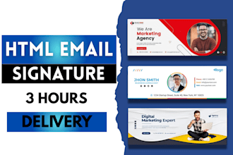 create a modern responsive HTML email signature for gmail, outlook, apple 3 hrs