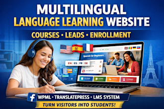 generate language learning multilingual course e learning lead and build website