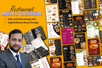 design restaurant menu for print, digital, animated TV screen display menu board