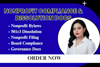 prepare nonprofit dissolution, bylaws, and governance compliance docs