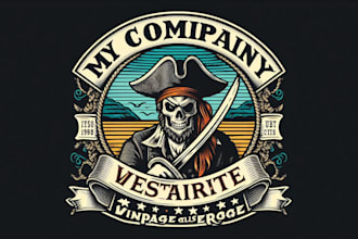 design premium vintage pirate vintage logo t shirt design
