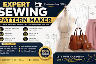 do sewing pattern sewing instruction for bag, cloths and pet print ready