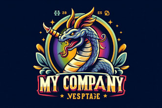 design premium vintage snake unicorn esport mascot logo t shirt design
