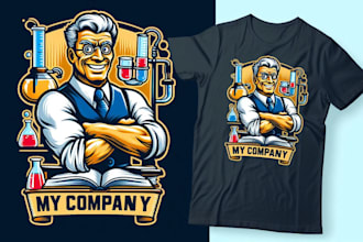 design premium vintage science lab mascot logo t shirt design