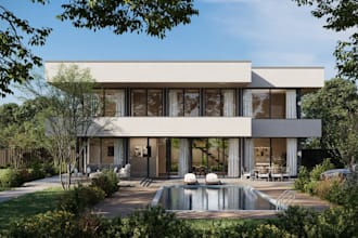 redesign 3d modern villa,luxury house exterior, layout plan,cgi facade rendering