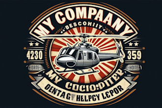 design premium vintage helicopter logo t shirt design
