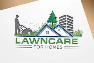super landscape, grass trimming, and lawn care logo design