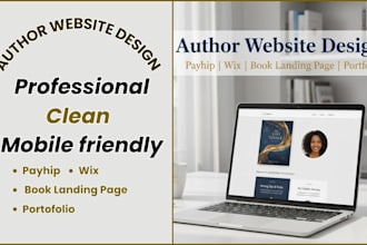 book author payhip website design wix, payhip, ebook author website landing page