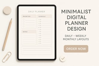 design minimalist and aesthetic digital planner for daily weekly monthly use