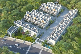 recreate 3d estate villas,townhouse design,cgi home facade,unit apartment render