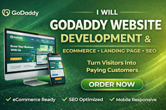 godaddy website development, ecommerce, landing page or develop godaddy seo