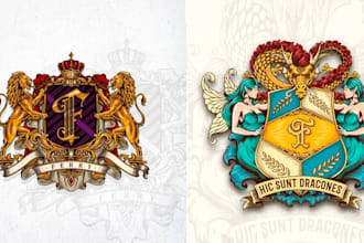 design a luxury coat of arms, family crest, heraldic emblem logo