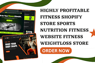 design fitness shopify store sports nutrition weight loss website fitness store