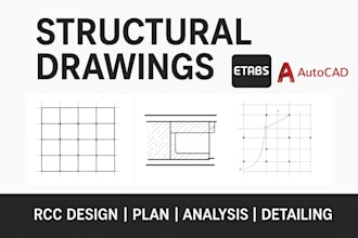 create structural drawings, rcc design and etabs analysis