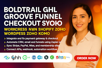 boldtrail ghl groove funnel lofty crm idx systeme io wordpress n8n shopify zoho