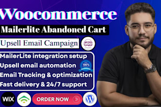 setup mailerlite abandoned cart, woocommerce product spotlight, upsell campaigns