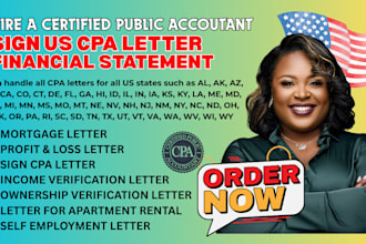 write and sign CPA letter, US CPA letter, profit and loss, financial statement