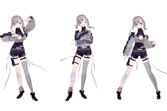 create 3d vroid model,anime character,3d rigging,vtube 3d model,vrchat character
