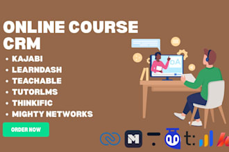 setup online course CRM teachable tutorlms kajabi learndash thinkific mighty CRM