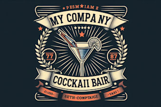 design premium vintage retro cocktail bar logo t shirt design