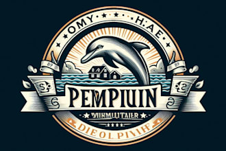 design premium vintage dolphin tailor logo t shirt design