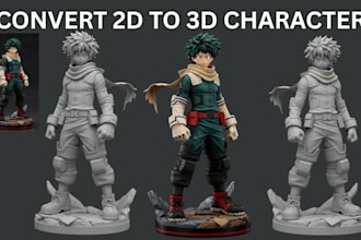 convert 2d to 3d printable model stylized 3d character design 2d to 2d model