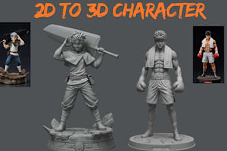 convert 2d to 3d image to 3d model stl character modeling 3d sculpt 3d printing