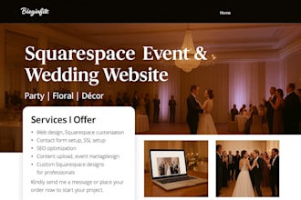 squarespace event decoration website party planner floral wedding decor website