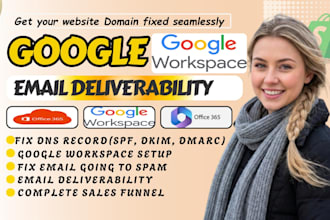setup google workspace gmail, gsuite, office 365, fix email deliverability, dns