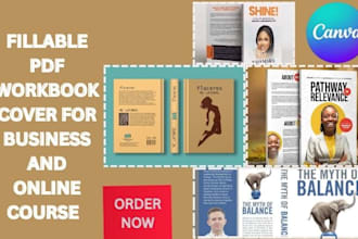 design a branded fillable PDF workbook cover for business and online course