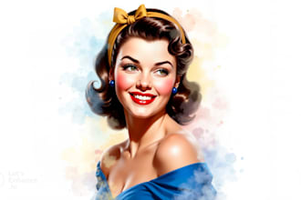 draw a beautiful pinup and pin up girl illustration