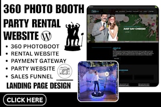 design a 360 photo booth and   party rental website with online booking