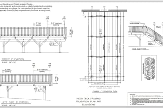 create professional 2d wood deck floor framing permit plans
