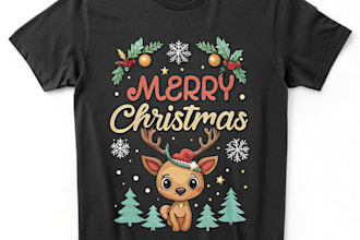 create trendy christmas tshirt design