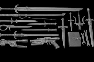 create custom 3d cosplay weapons, swords and props for 3d printing stl