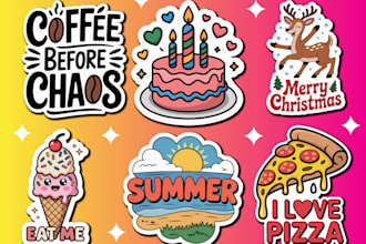 typography and kawaii custom sticker design creator
