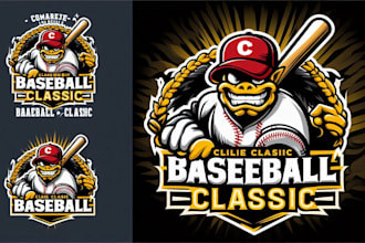 design a fierce baseball mascot logo with t shirt design