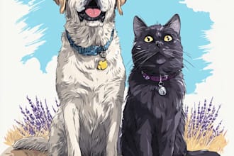 do disney pets portrait illustration in disney style