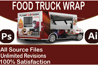 create wonderful food truck wrap design