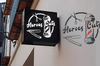 design emblem, stamp, badge and barber shop logo