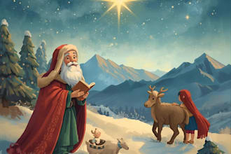 christmas children book illustration, bible illustration