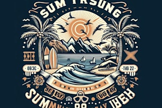 design retro t shirt summer beach logo