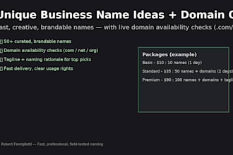 create unique business name ideas with available domains