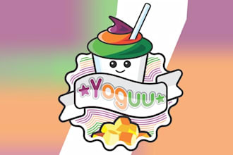 design yogurt smoothies ice cream cake logo