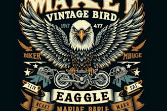 make retro high quality biker bird eagle logo