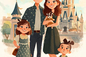 create a disney cartoon illustration