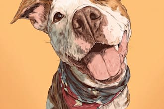 do disney pets portrait illustration in disney style