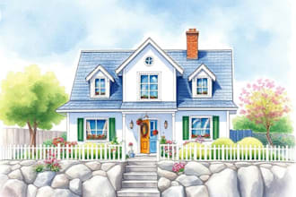 do an watercolor house portrait